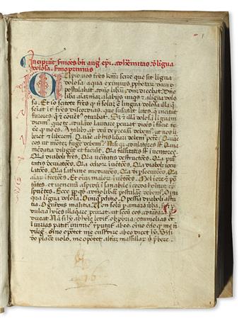 MANUSCRIPT.  Augustinus, Aurelius, Saint; et al. Sermones ad heremitas [and other texts].  Italy, early 15th century